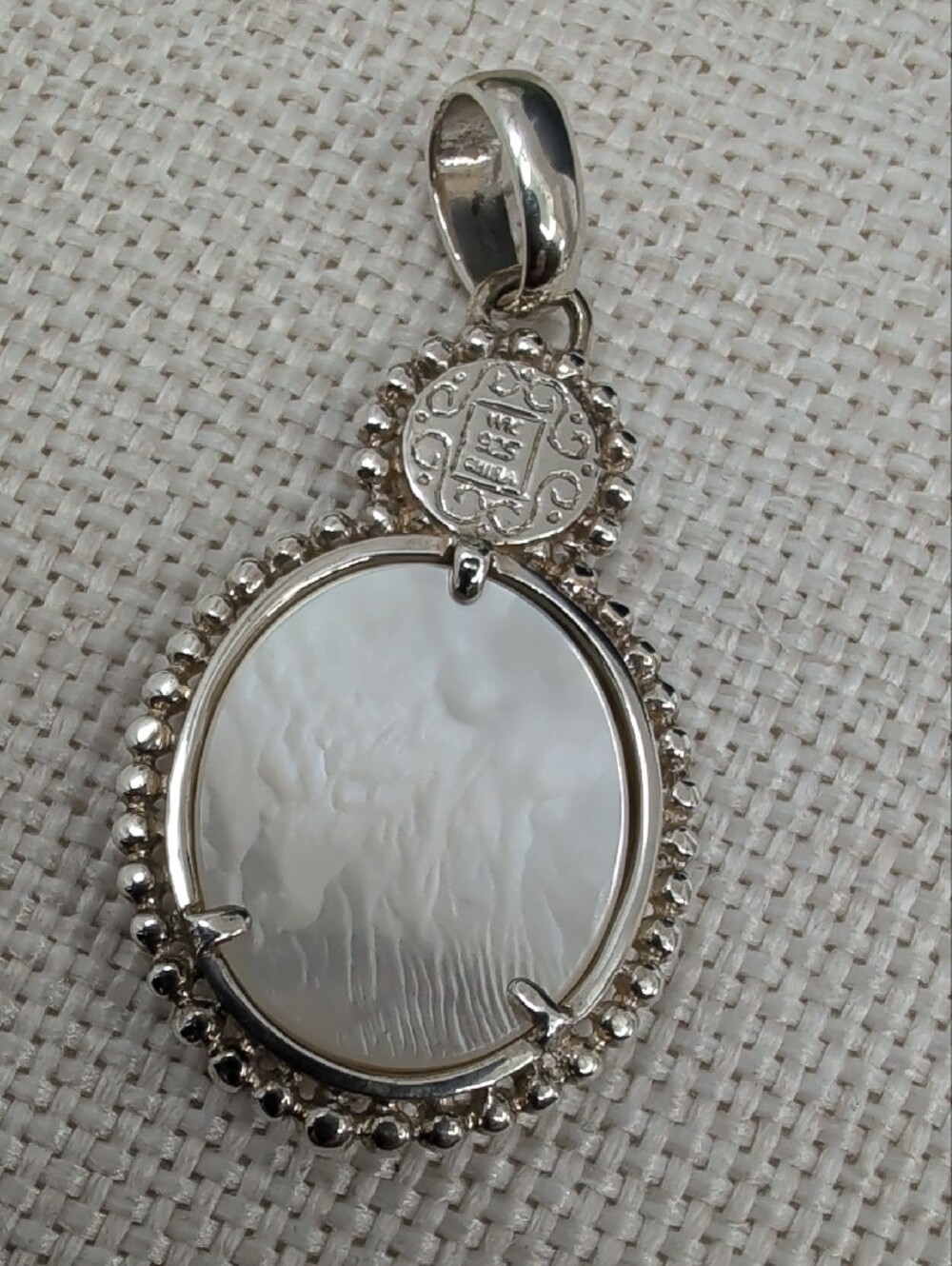Vintage Whitney Kelly 925 Sterling Silver Mother of Pearl Amethyst Pendant - Picture 4 of 16